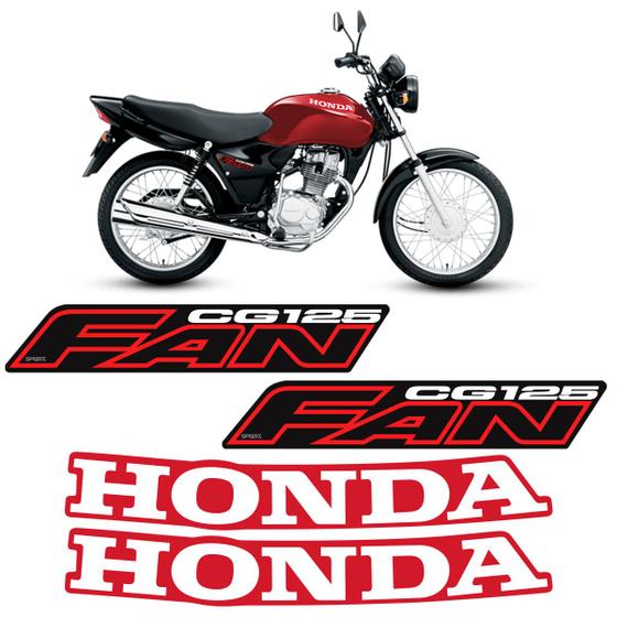 Imagem de Jogo Kit Adesivos Para Honda CG Fan 125 2006 Moto Vermelha