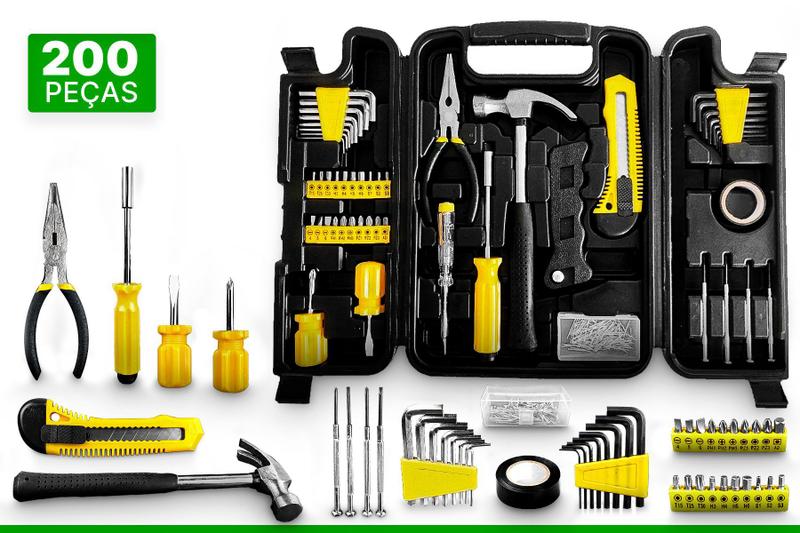Jogo Kit Maleta Ferramentas 200 Peças Manuais Profissional Completa Menor preço em Jogo Kit Maleta Ferramentas 200 Peças Manuais Profissional Completa