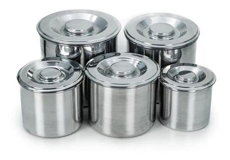 Imagem de Jogo Latas Mantimento Alimentos Aluminio Polido 5 Peças