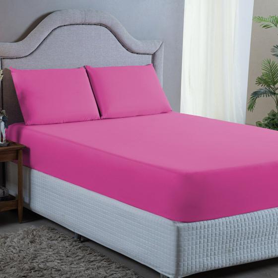 Imagem de Jogo Lençol Cama Box Casal com Elástico e Fronha 400 Fios 03 Peças 