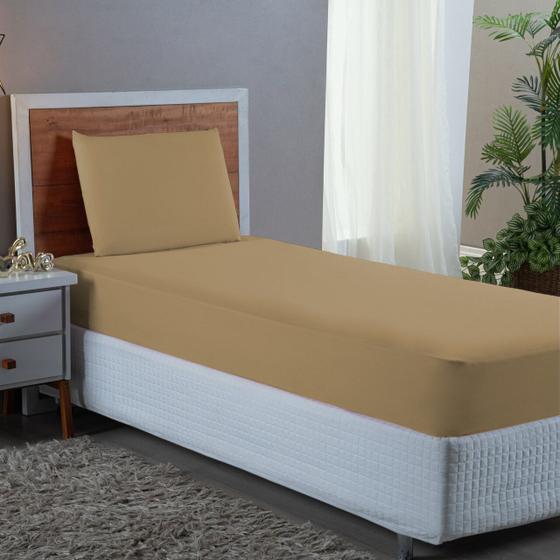 Imagem de Jogo Lençol Cama Box Solteiro com Elástico e Fronha 400 Fios 02 Peças 