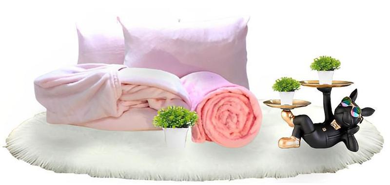 Imagem de Jogo Lencol Casal 3pc Flannel Plush + Manta Soft ROSA CLARO