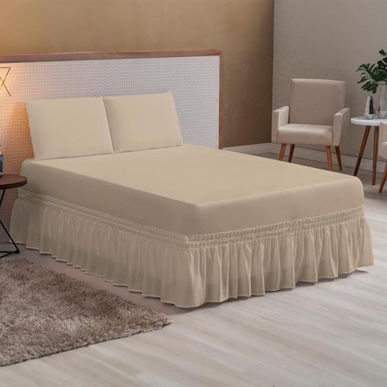 Imagem de Jogo Lençol Casal Queen com Elástico para Cama Box Kit 3 Peças Roupa de Cama Completo + Fronhas