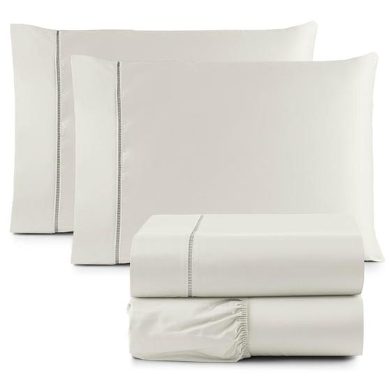 Imagem de jogo Lençol de cama Queen 400 Fios 4 Peças 100% algodao com elastico