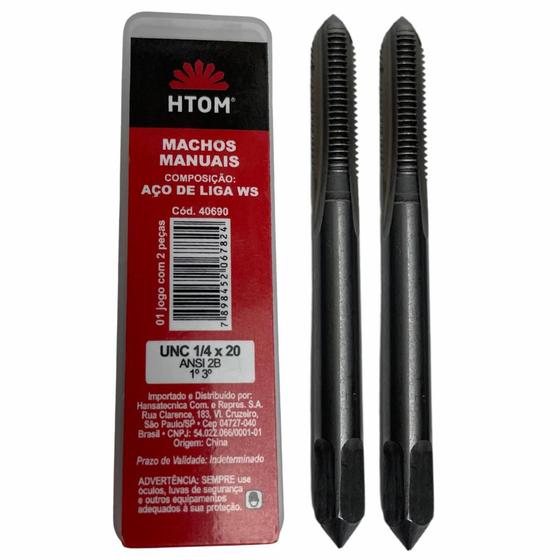 Imagem de Jogo Macho Manual UNC 1/4x20mm  Aço Liga Ws Com 2pcs Htom