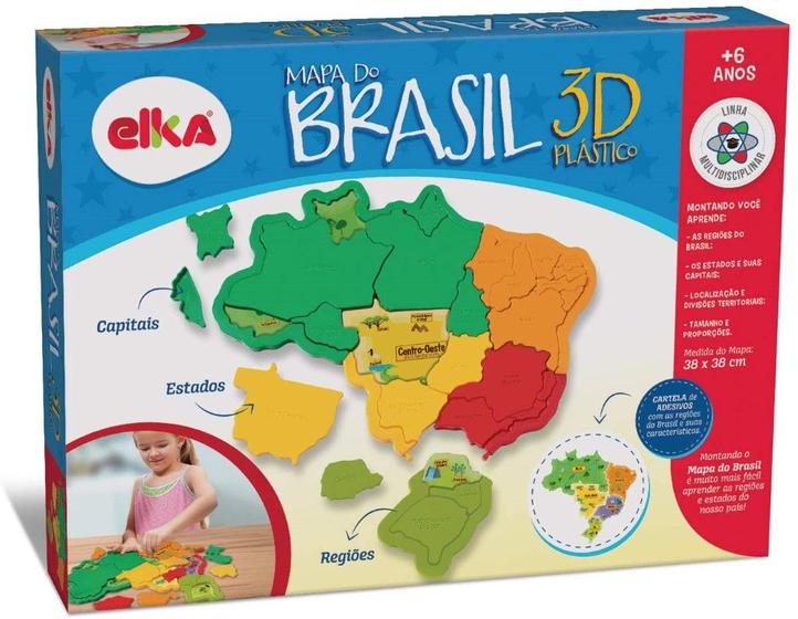Jogo Mapa Do Brasil 3D 1109 - Elka - Mapas e Atlas - Magazine Luiza