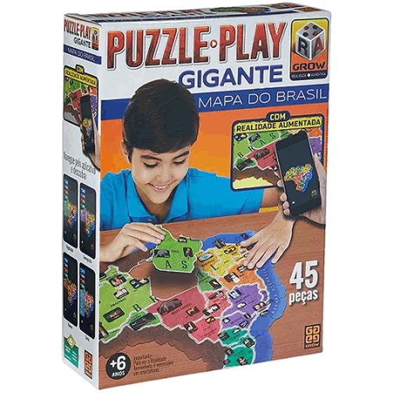 Jogo Mapa Do Brasil Puzzle Play Gigante GROW 45 Peças - Quebra-Cabeça ...