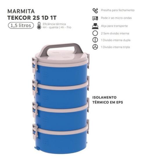 Imagem de Jogo Marmita Térmica Soprano 04 Peças Teckor 1,5 L Azul