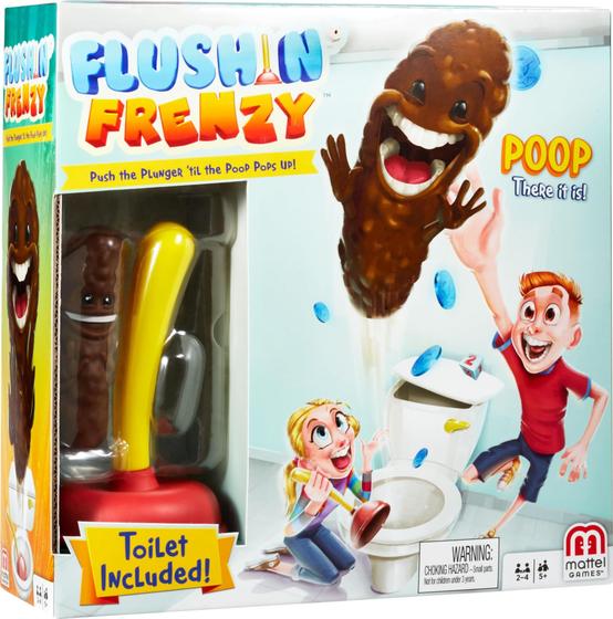 Imagem de Jogo Mattel Games Flushin' Frenzy Kids com vaso sanitário e êmbolo