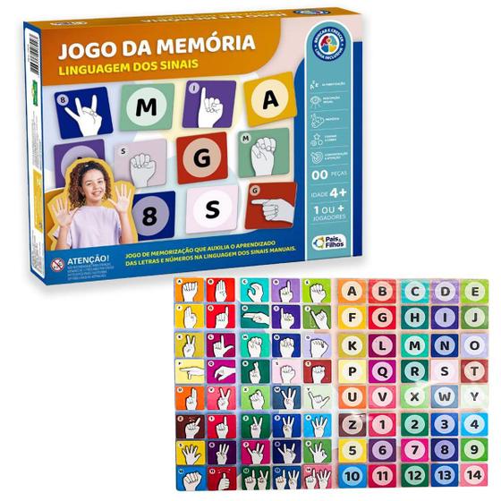 Imagem de Jogo Memoria Linguagem Dos Sinais Libras Infantil Educativo 80 Peças
