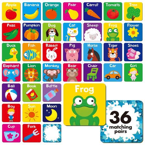 Imagem de Jogo Memory Matching Hebayy First Words 72 Cards Toddlers