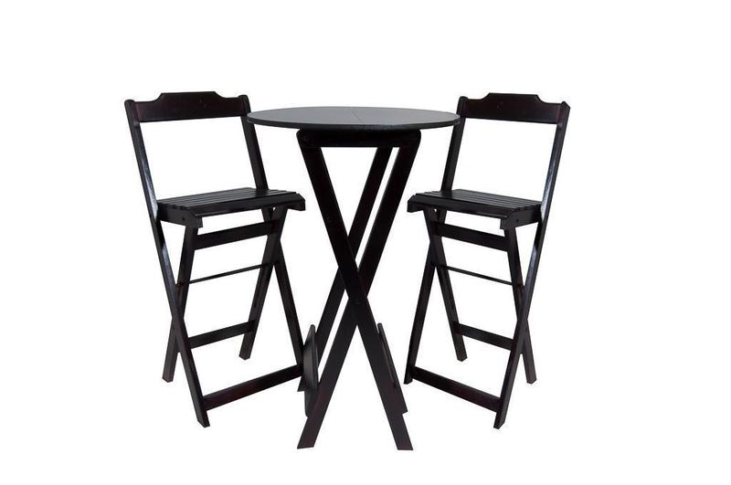 Jogo Mesa Bistrô com 2 Banquetas Dobráveis Preto - Reisol Móveis Menor preço em Jogo Mesa Bistrô com 2 Banquetas Dobráveis Preto - Reisol Móveis