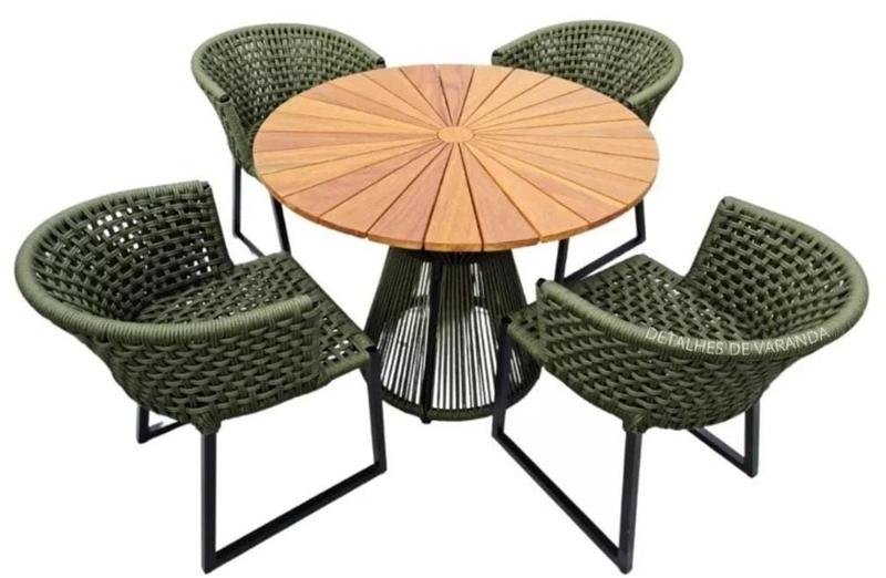 Jogo Mesa Elegance Corda Náutica, 4 Cadeira 1 mesa Cor Verde Militar Menor preço em Jogo Mesa Elegance Corda Náutica, 4 Cadeira 1 mesa Cor Verde Militar