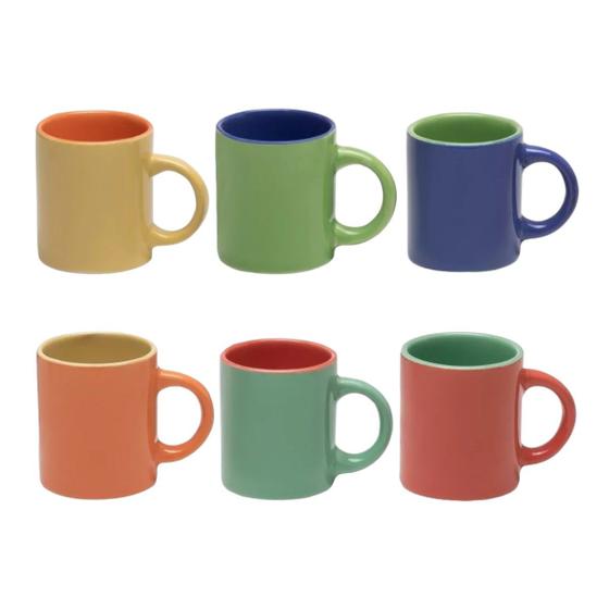 Imagem de Jogo Mini Canecas Coloridas Para Café 6 Pçs 80ml