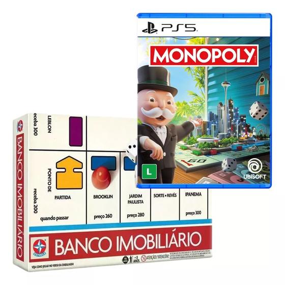 Imagem de Jogo Monopoly Ps5 + Banco Imobiliario Retro Tabuleiro