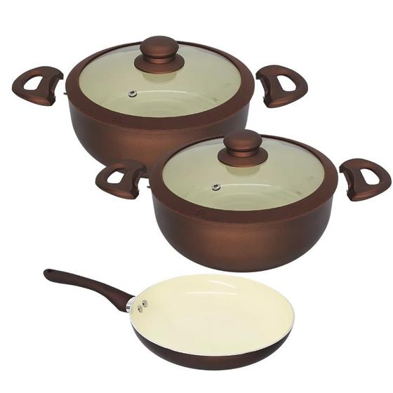 Imagem de Jogo Panelas Antiaderente Indução Cooktop Cerâmica 3 Pç