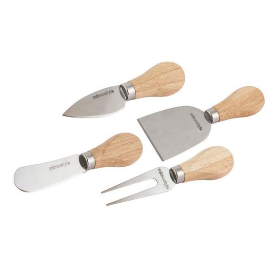 Imagem de Jogo para Queijo de Inox com Cabo de Madeira 4 Peças - Mimo Style - ALA13002