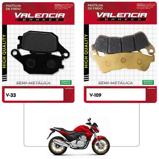 Imagem de Jogo Pastilha Freio Dianteiro+Traseiro Cb 300R Com Abs/ Xre 300 Com Abs Valencia Brakes