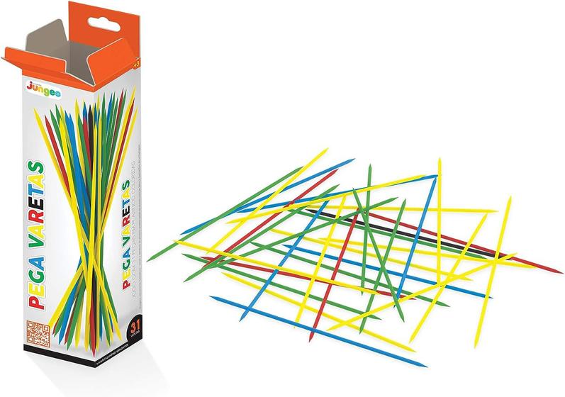 Imagem de Jogo Pega Varetas 31 Peças Brinquedo Infantil Vareta Plastico Colorida  16,5cm Junges Brinquedos