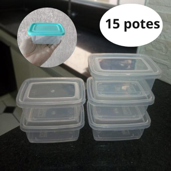 Imagem de Jogo pote plástico retangular 15 peças mini, kit pote BPA free