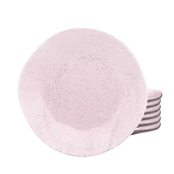 Imagem de Jogo Pratos De Sobremesa Ryo Pink Sand Kit 6 Peças Porcelana Decorado 21,5cm Oxford Rosa