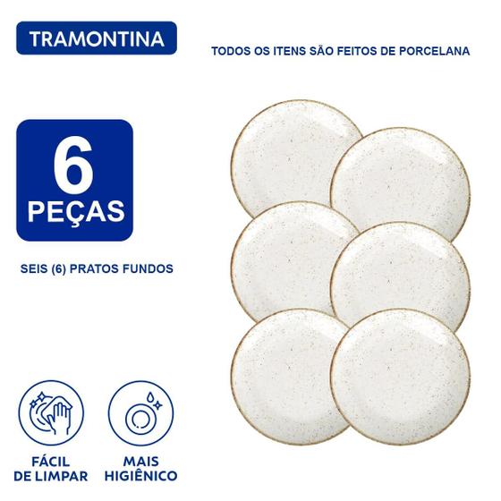 Imagem de Jogo Pratos Fundos 22 cm Tramontina Rústico Porcelana 6 Peças