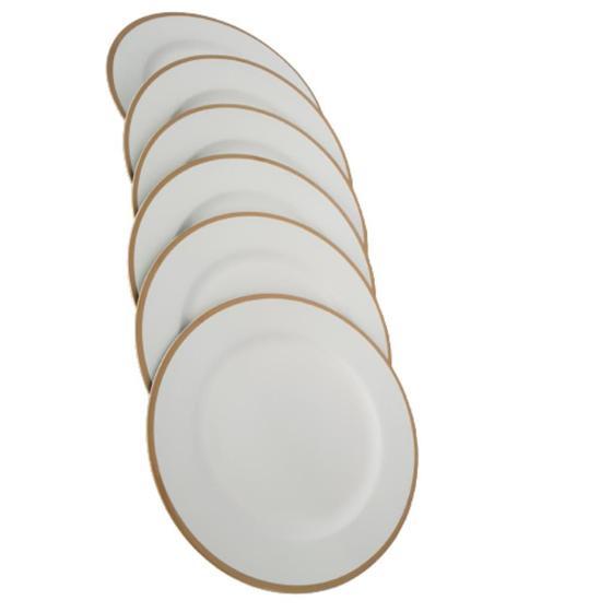 Imagem de Jogo pratos rasos brancos fio dourado
