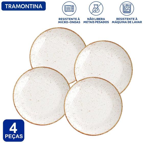 Imagem de Jogo Pratos Rasos Tramontina Rústico Porcelana Decorada 4 Pç