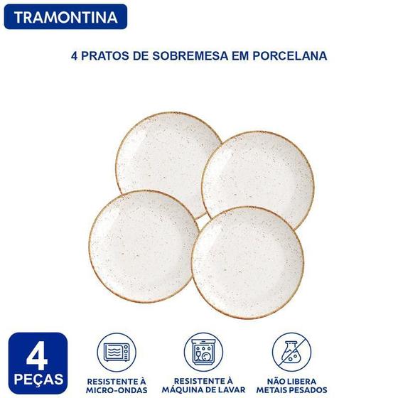 Imagem de Jogo Pratos Sobremesa Tramontina Rustico Porcelana 4 Peças