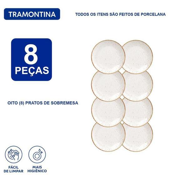 Imagem de Jogo Pratos Sobremesa Tramontina Rústico Porcelana 8 Peças