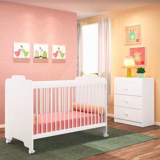 Imagem de Jogo Quarto de Bebê Cômoda e Berço Ternura Branco - PN Baby