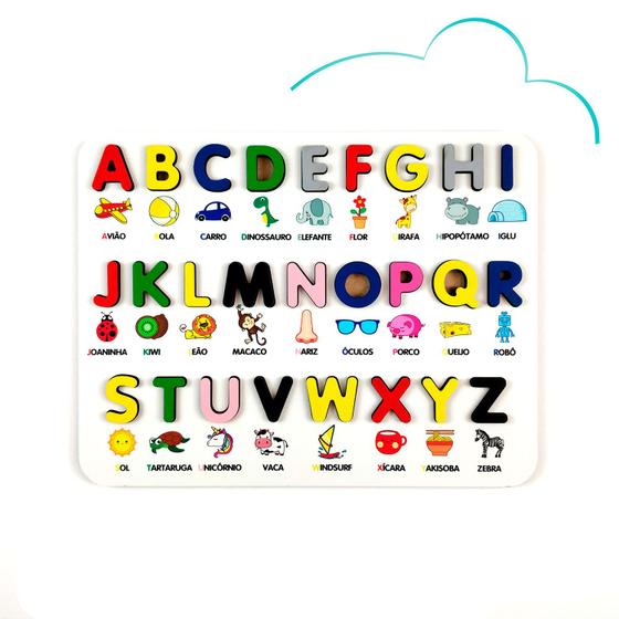 Imagem de Jogo Quebra-Cabeça - Alfabeto Ilustrado Pedagógico 3D - Brinquedo Educativo Montessoriano
