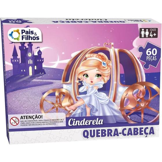 Imagem de Jogo Quebra Cabeça Princesa Cinderela 60 Peças Infantil - Pais e Filhos