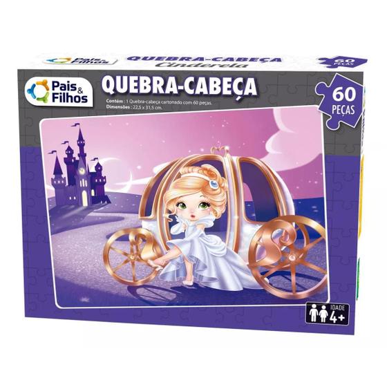 Imagem de Jogo Quebra Cabeça Princesa Cinderela 60 Peças Infantil