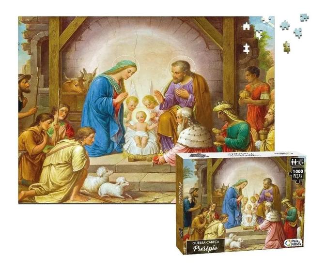 Imagem de Jogo Quebra Cabeça Puzzle Presépio Nascimento Jesus 1000pçs