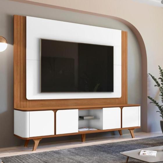 Imagem de Jogo Rack Painel para TVs 60 Polegadas Swan Cedro Branco