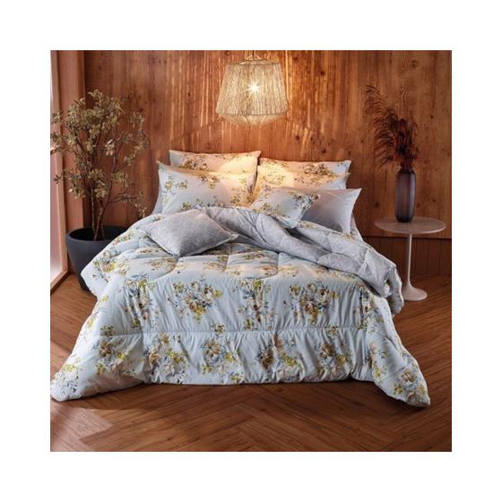 Imagem de Jogo roupa de cama casal diamante 138 x 188 teka - cinza floral