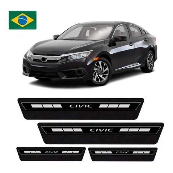 Imagem de Jogo Soleira Porta Preto Com Prata New Civic G8 G9 G10