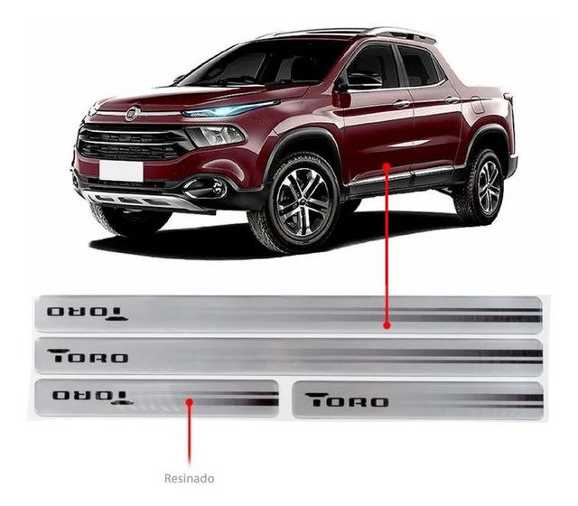 Imagem de Jogo soleira resinada aço escovado fiat toro 2016 4 peças