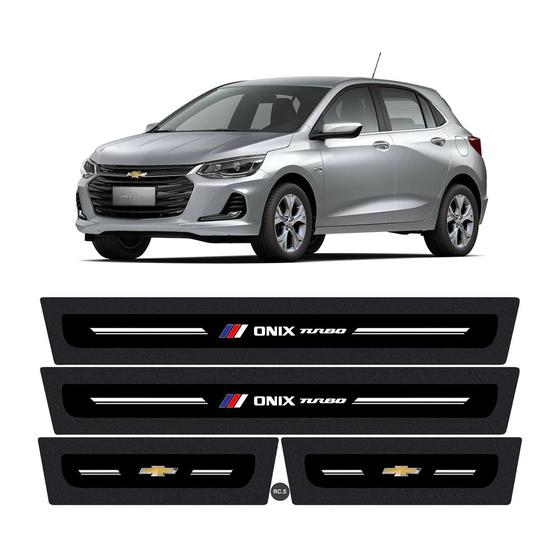 Imagem de Jogo soleira resinada gm chevrolet onix + blackout (8 peças)