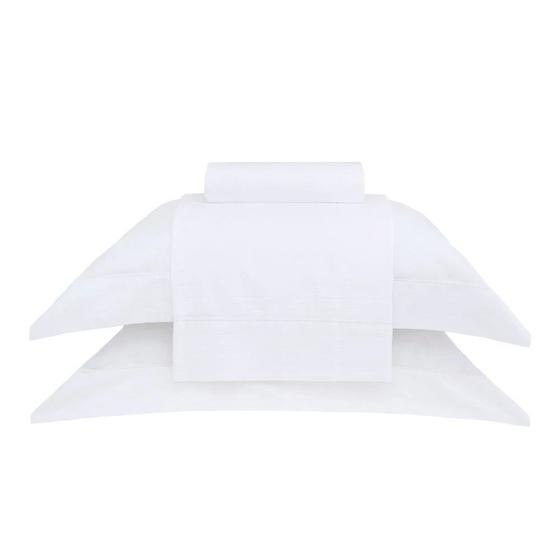 Jogo solteiro damask stripes branco 300 fios fio penteado - BUDDEMEYER