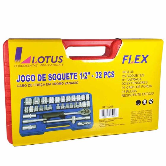 Imagem de Jogo Soquete 1/2 com Cabo Força 32 Peças Flex Lotus
