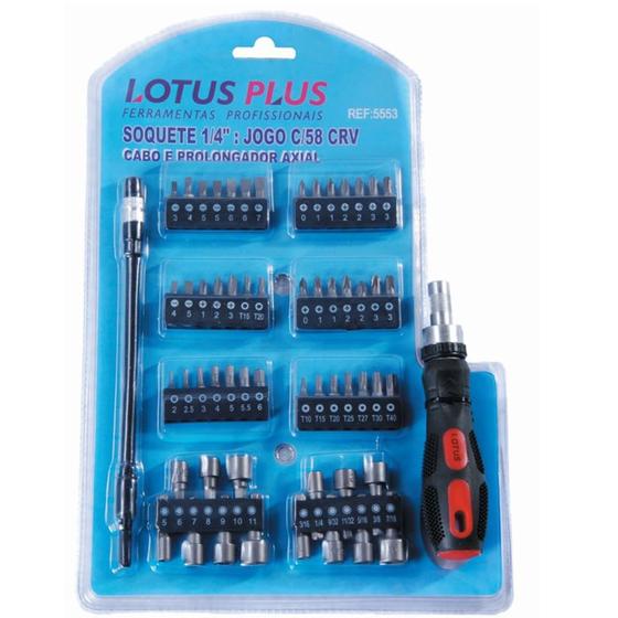 Imagem de Jogo Soquete CRV 1/4" C/58pçs Plus Lotus