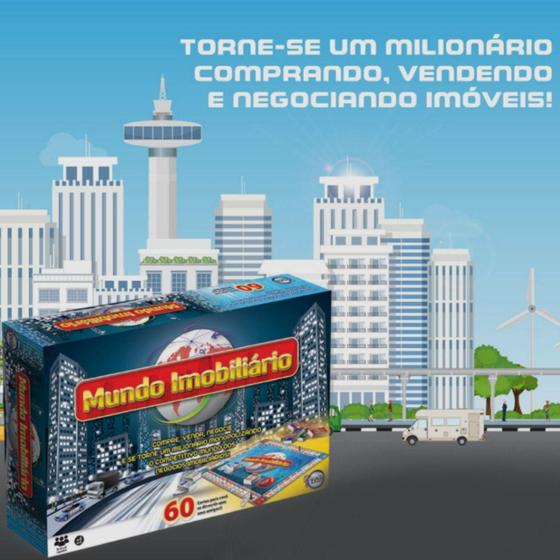 Imagem de Jogo Tabuleiro Mundo Imobiliário Banco Família Estratégia - Toia
