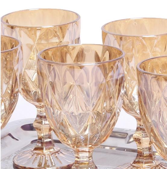 Jogo Taça Diamond 300ml 6 Peças Âmbar Dourada Menor preço em Jogo Taça Diamond 300ml 6 Peças Âmbar Dourada