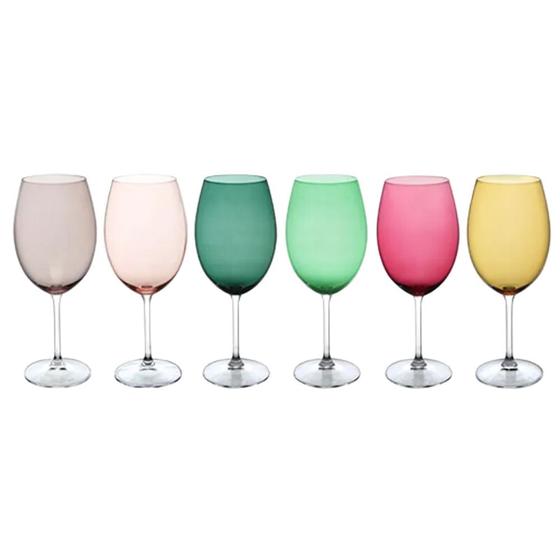 Imagem de Jogo Taças Cristal Coloridas para Agua 580ml 6un Bohemia