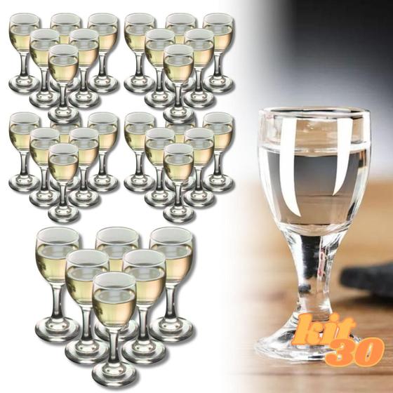 Imagem de Jogo Taças para Licor 10ml 30 Peças Tacinha Dose Casa Vidro Porto Diamante  Para Shot  Vinho Miniatura Uísque Branco Martini Canecas 