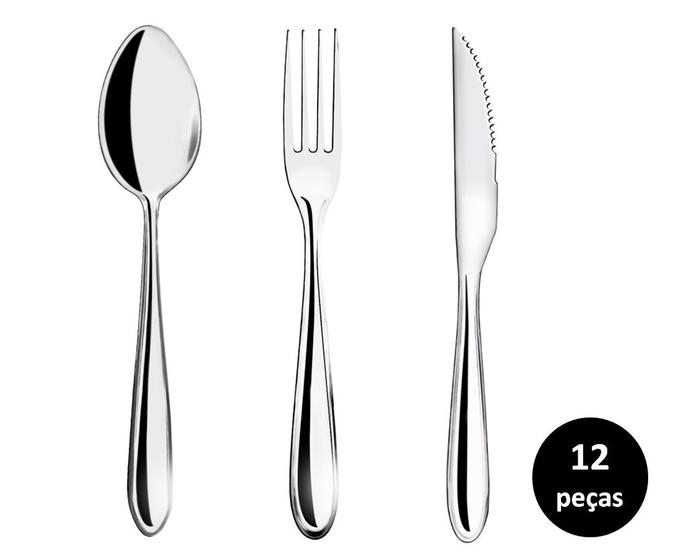 Imagem de Jogo Talhares de Mesa Inox Prime Lagoa 12 Peças Garfo, Colher e Faca Churrasco - Yazi