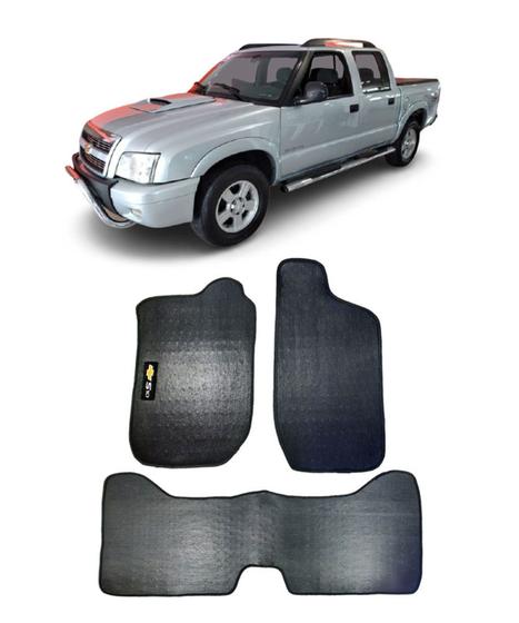 Imagem de Jogo Tapete Borracha PVC Chevrolet S10 Cabine Dupla 1997 a 2011 Com Logo Bordado- 800.310