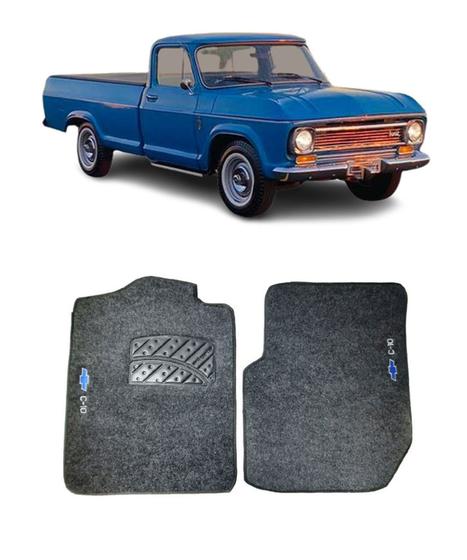 Imagem de Jogo Tapete Carpete Chevrolet C-10 Cabine Simples 1974 a 1981 Com Logo Bordado Grafite-300.347GRF